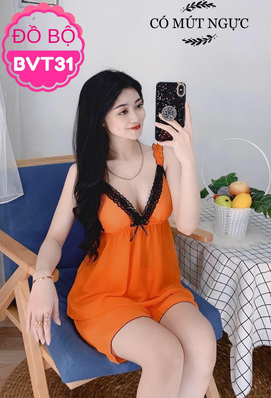 [Mã FASHIONT4WA2 giảm 10K đơn 50K] Đồ ngủ voan sexy dây nhúm freesize dưới 55kg(M034) | BigBuy360 - bigbuy360.vn