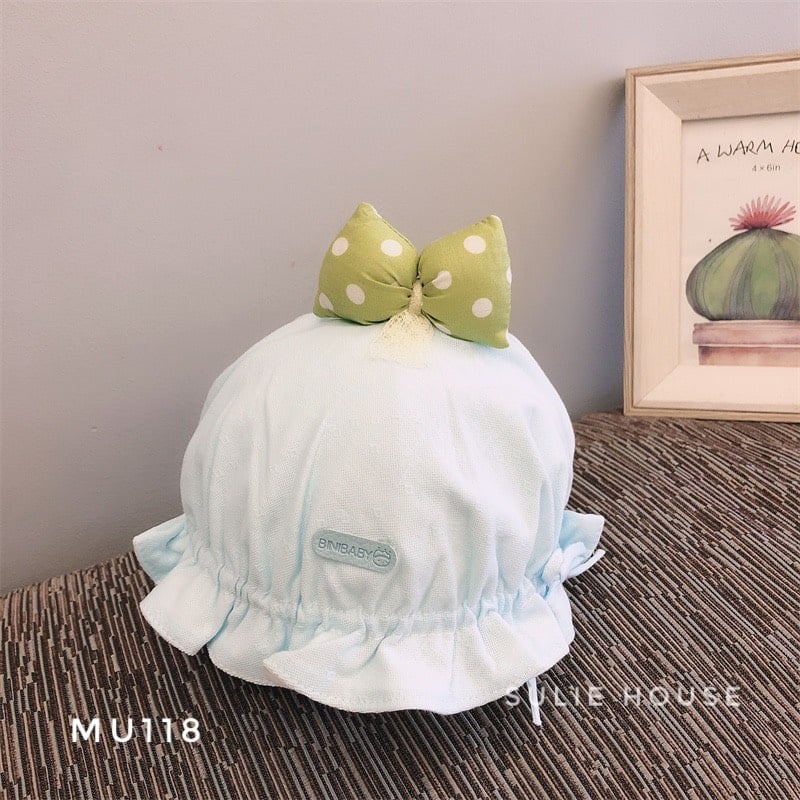 Mũ vải chun vành ngắn đính nơ - MU118