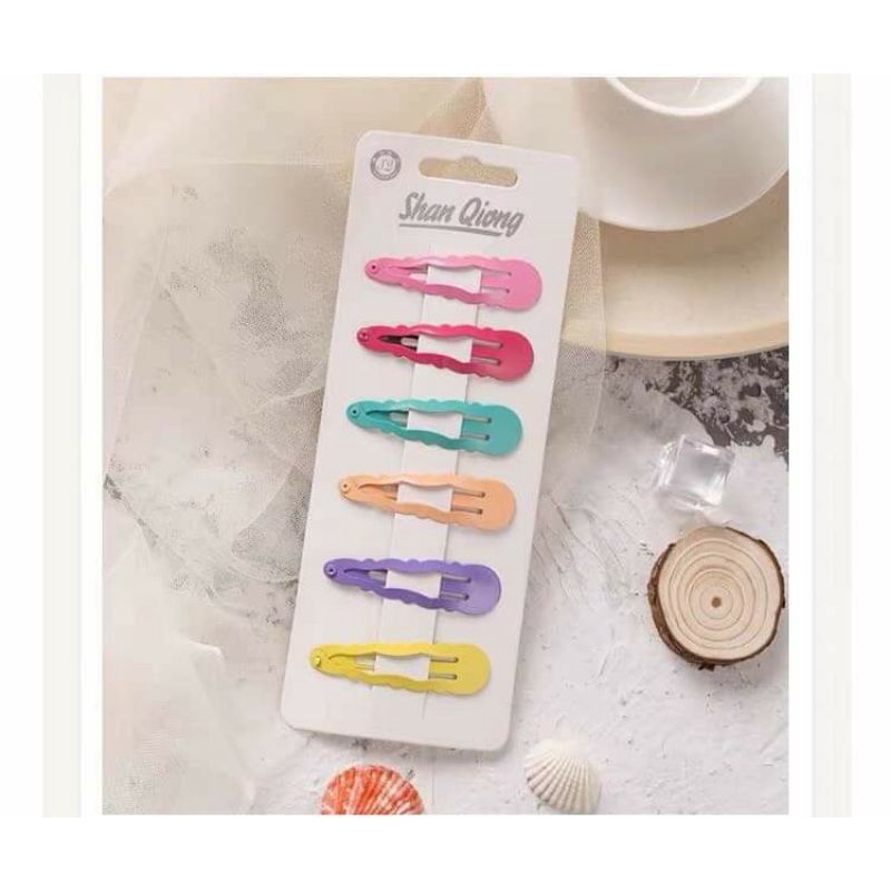 Set 6 Kẹp Tóc Họa Tiết Xinh Xắn Dễ Thương Cho Bé Gái