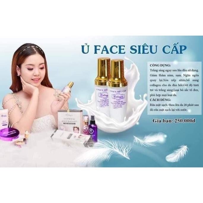 Kem Face Tím, Whitening Face Cream N'COLLAGEN + Ủ Trắng Face Siêu Cấp Ncollagen
