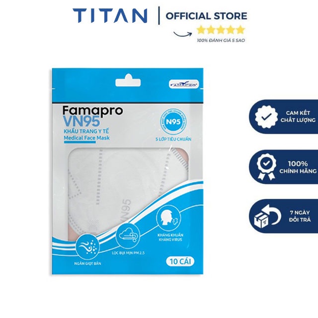 Túi khẩu trang Vn95 FAMAPRO 5 lớp kháng khuẩn( 10 cái/ túi)
