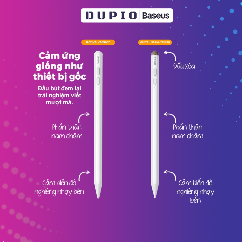 Bút viết vẽ cảm ứng stylus DUPIO Baseus BCU01 điện dung đầu nhỏ viết trơn mượt dành cho Pad