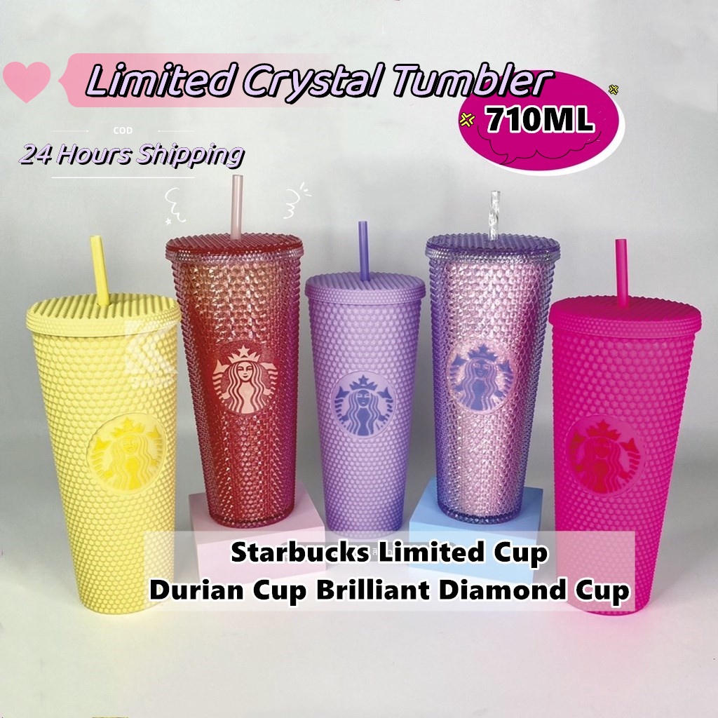 Cá Tuyết 710Ml Hạn Chế Pha Lê Ống Hút Cốc Starbucks Sầu Riêng Rực Rỡ Kim Cương Tumbler 2 Lớp Cốc Cà Phê Cho Du Học/Làm Việc