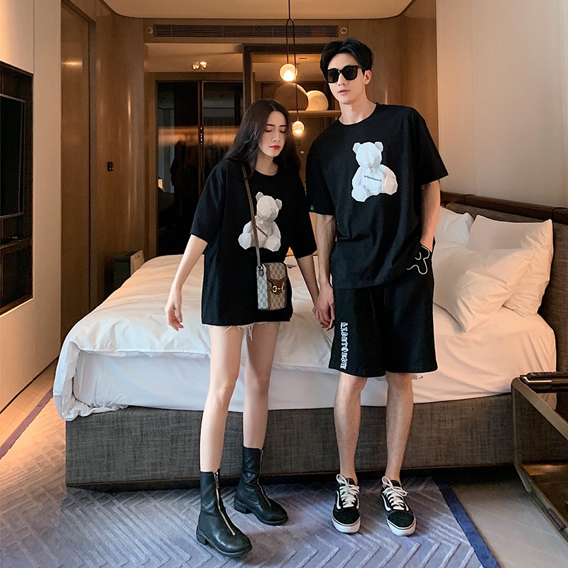 Áo Thun Hè Phối Gấu 5D Lấp Lánh Siêu Hot Bản Hot Chạy Hàng Cotton Mịn Thoải Mái Hoạt Động Hè 2022