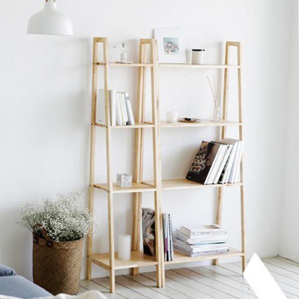 KỆ ĐỂ SÁCH 4 TẦNG DÁNG CHỮ A MÀU TỰ NHIÊN - A BOOK SHELF 4F NATURAL SIZE L