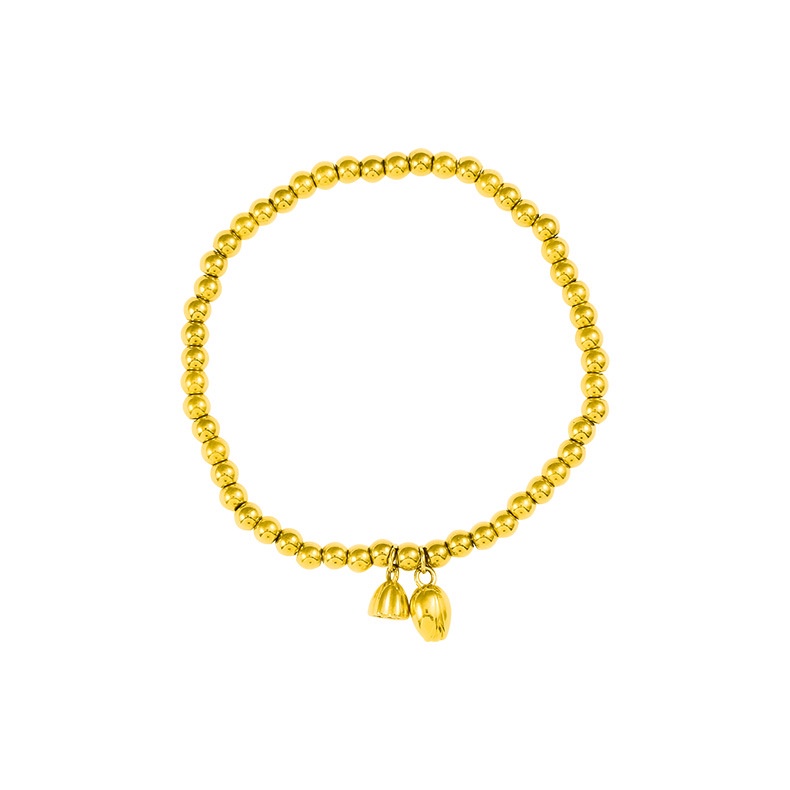 Vòng Tay Hạt Tròn Nhỏ Bằng Thép Titanium Mạ Vàng 18k Thời Trang Đơn Giản