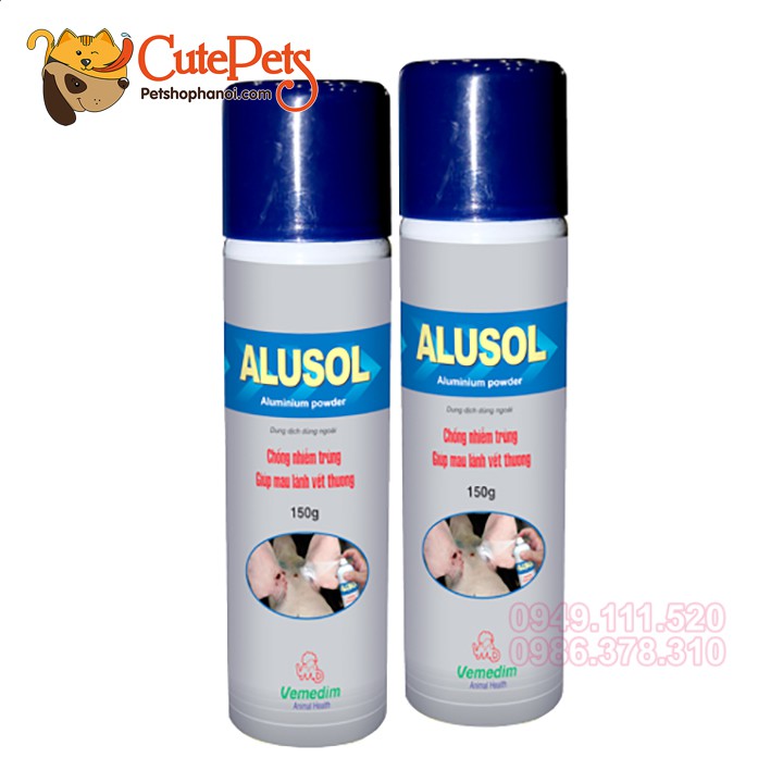 Xịt chống nhiễm trùng Alusol 150g giúp mau lành vết thương dành cho thú cưng - CutePets