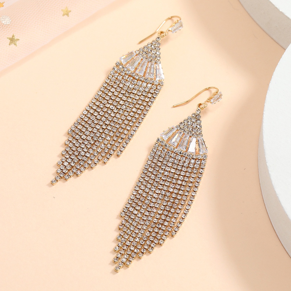 Bông Tai Tua Rua Đính Đá Zircon Đơn Giản Sang Trọng Phong Cách Âu Mỹ