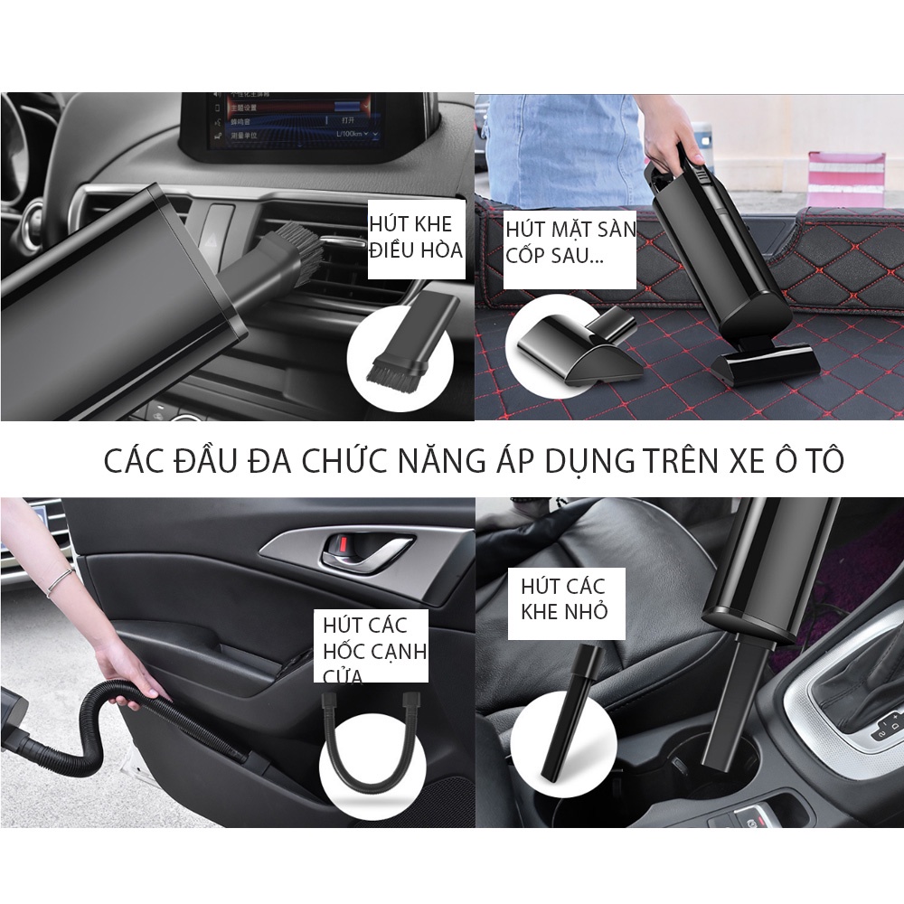 Máy Hút Bụi Mini (Chăn, Ga, Gối, Nệm)Hút Bụi Nội Thất Ô Tô, Hút Lông Rụng Thú Cưng,4 Đầu Hút Thông Minh Hút Sạch Bụi Bám