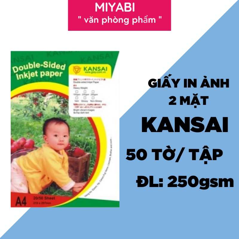 Giấy in ảnh hai mặt Kansai Đl250gsm khổ A4/A3