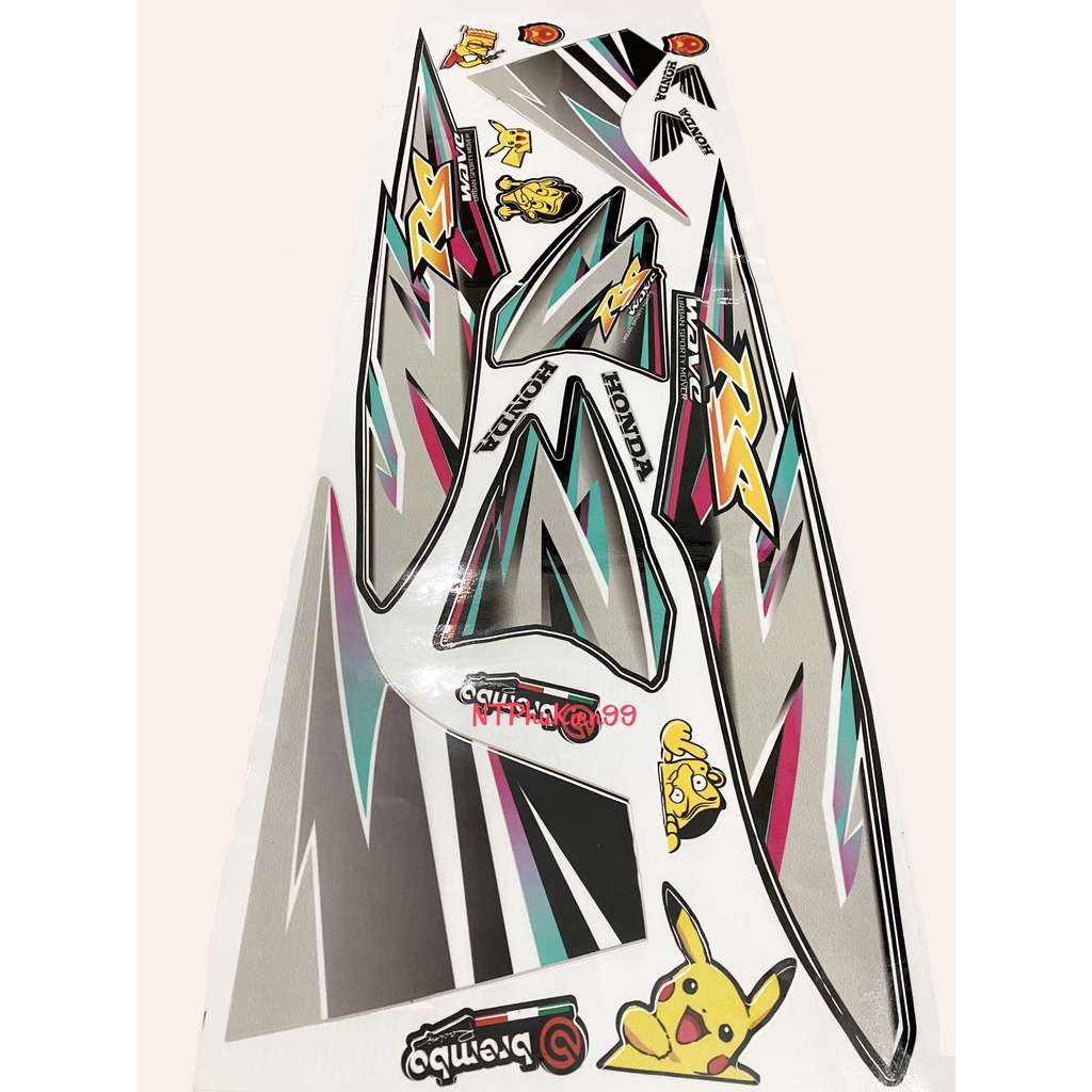 Tem Wave RS. Tem rời Wave Alpha phối màu. Dán cho Wave50cc-100cc 110cc( Tem 3 lớp chống nước chống bay màu )