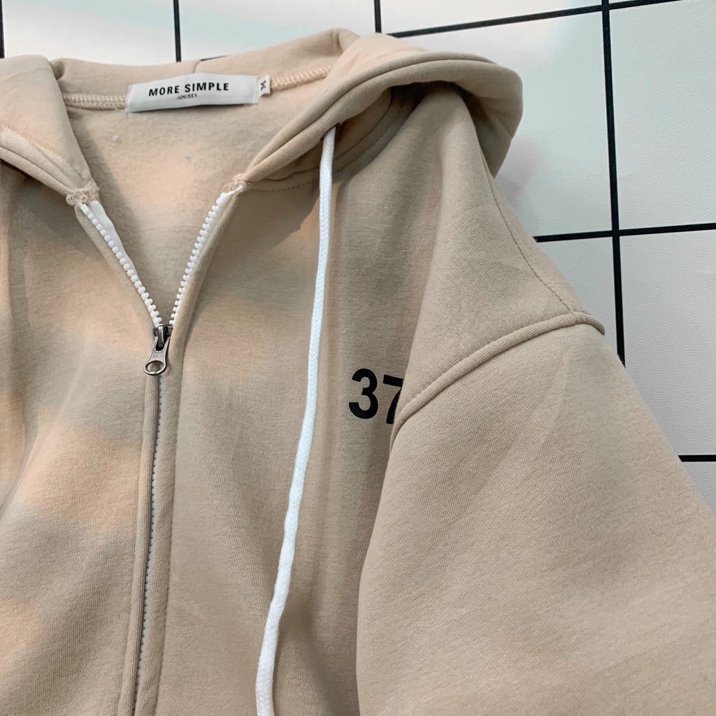 Áo Khoác Hoodie Form Rộng Phối Zip Unisex 37 Vải Nỉ Bông Chữ Dập Nổi - Tuni Store