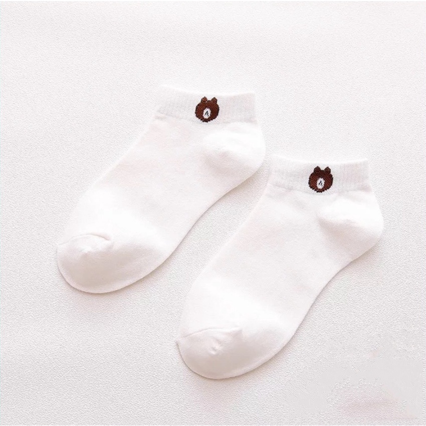 Tất Cổ Ngắn Hình Gấu Brown Nhiều Màu Nam Nữ Ngộ nghĩnh Đáng yêu Miss girl