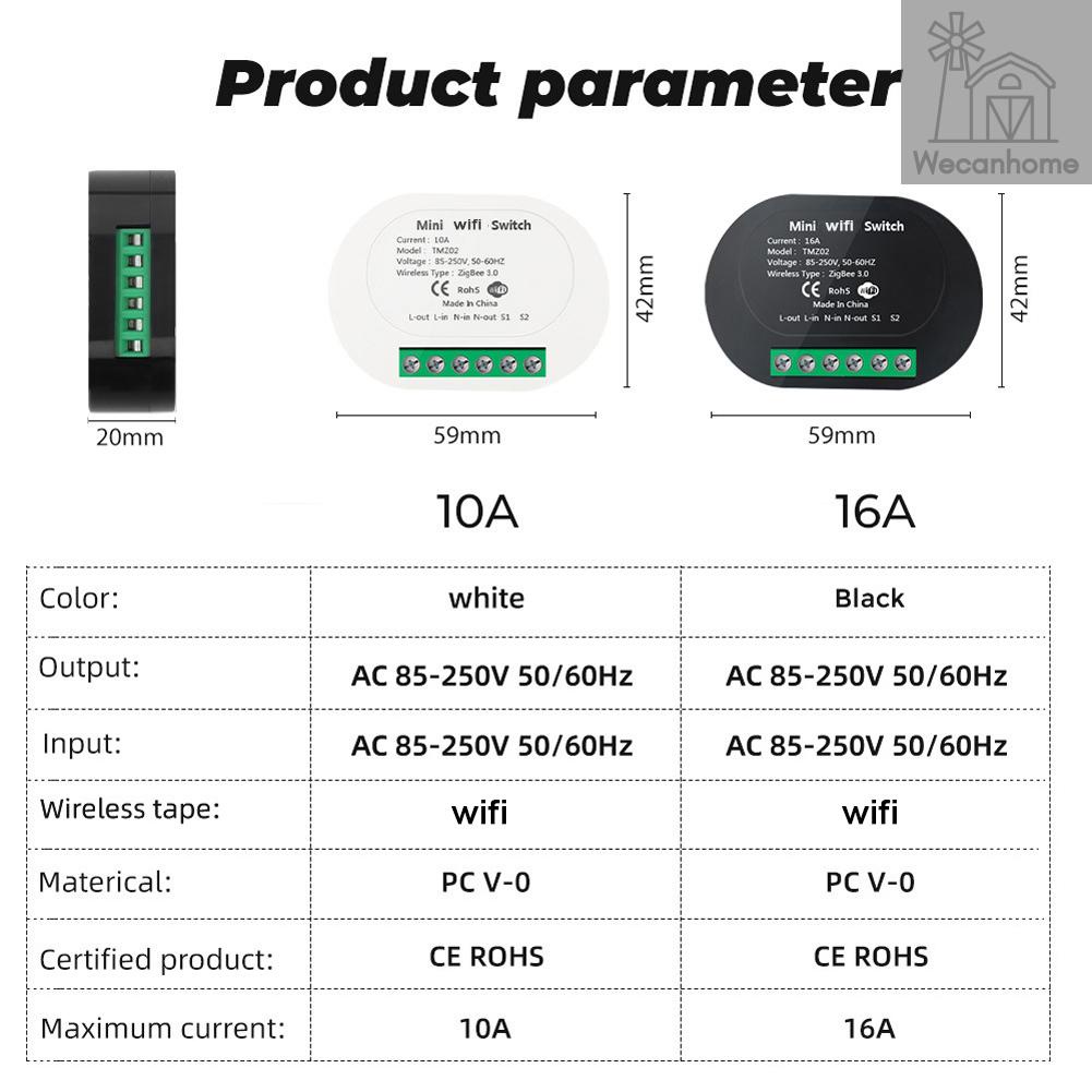 Công tắc điều khiển đèn thông minh kết nối WiFi 2 chiều tự động ngắt tương thích với Google Alexa