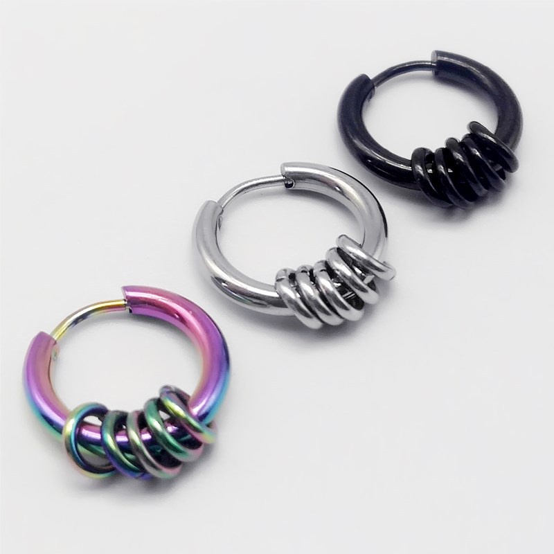 Khuyên Tai Bông Tai Nam Nữ Tròn Lồng Vòng Mini Thép Titan Không Gỉ