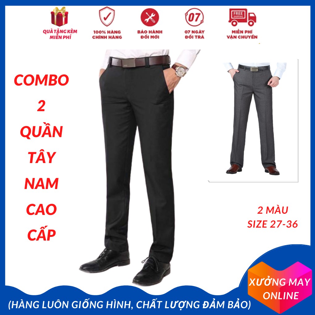 Combo 2 Quần Tây Nam Chất Liệu Cotton Cao Cấp Thiết Kế Ống Suông Trung Niên-XM010