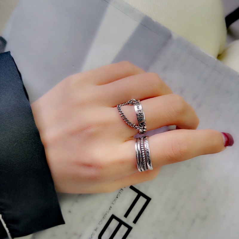 Set Nhẫn Đeo Tay Kim Loại Phong Cách Vintage Cho Nữ