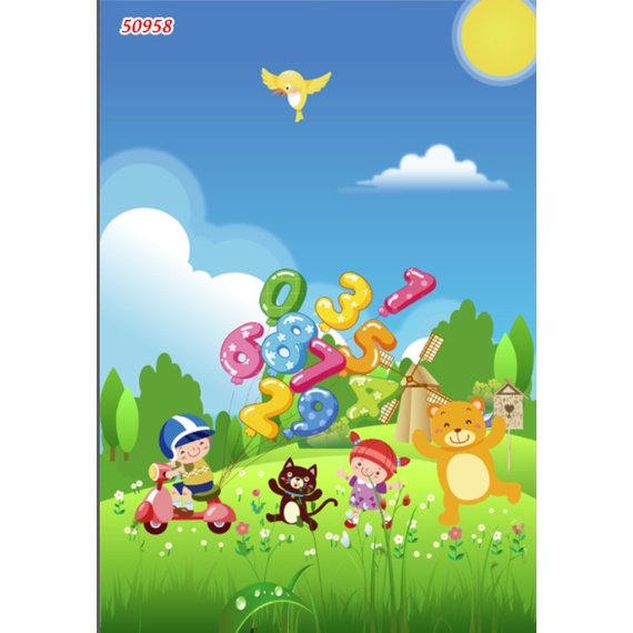 Tranh Dán Tường 3D Phòng Trẻ Em MẦM NON, KHU VUI CHƠI GIẢI TRÍ, CÔNG VIÊN không phai màu