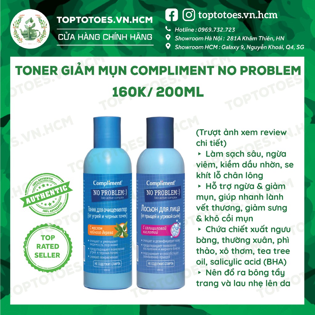 Toner Compliment No Problem làm sạch sâu, kiềm dầu, giảm viêm, giảm mụn