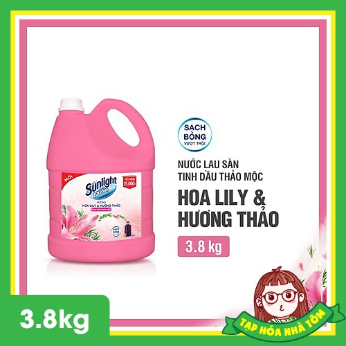 Nước Lau Sàn Sunlight Tinh Dầu Thảo Mộc Hương Hoa Lily 3,8kg