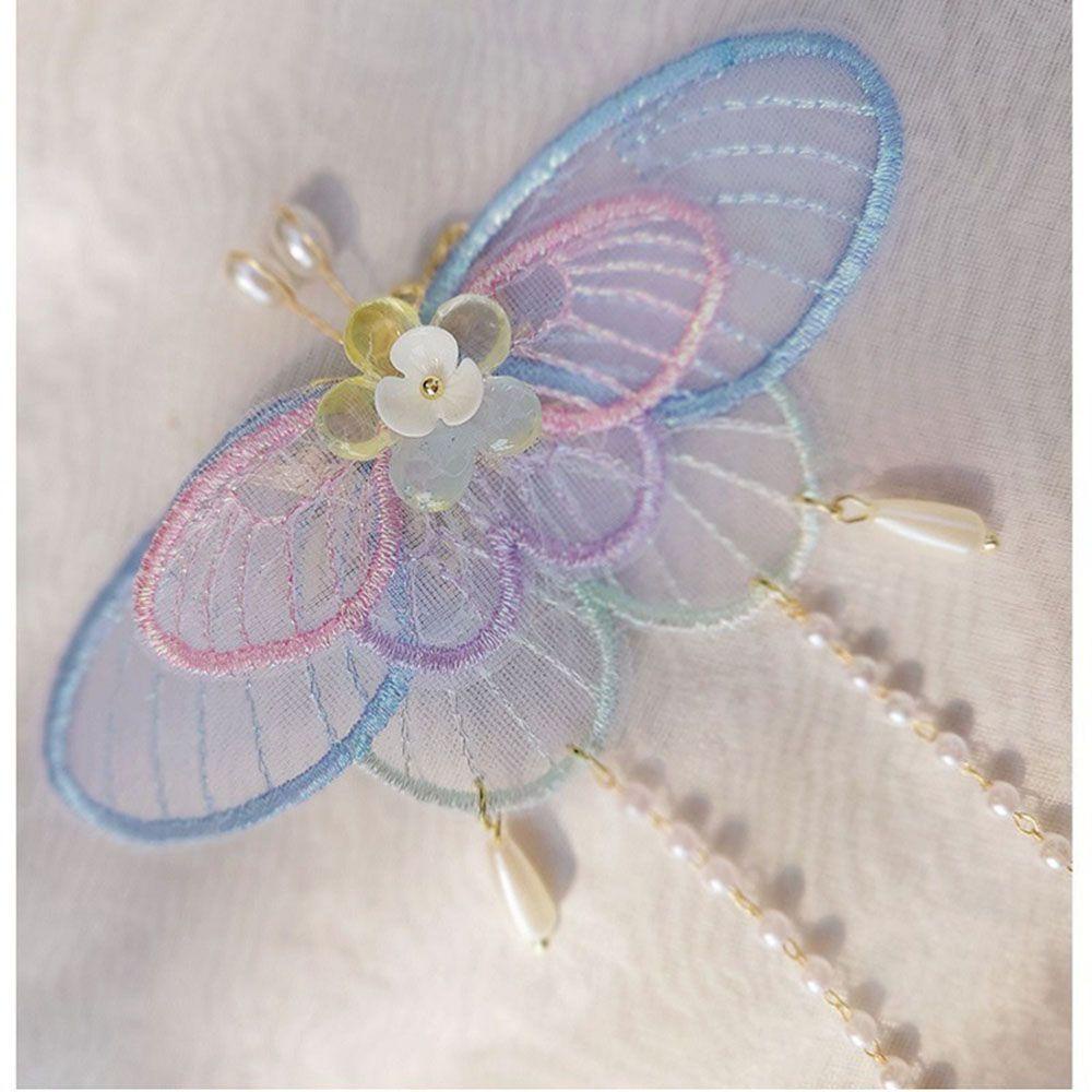 Kẹp Tóc Hình Hoa / Bướm Bằng Vải Phong Cách Trung Hoa Dễ Thương Xinh Xắn WMES15H