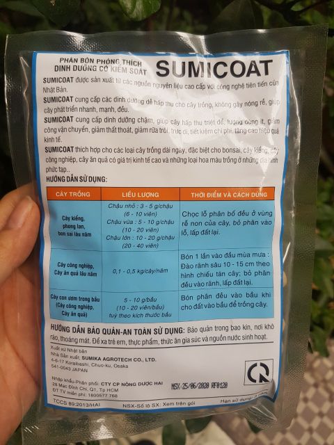 PHÂN TAN CHẬM NHẬT SUMICOAT 16-19-16 100G (PHÂN BÓN RỄ PHÓNG THÍCH DINH DƯỠNG CÓ KIỂM SOÁT (PHÂN BÓN THÔNG MINH)