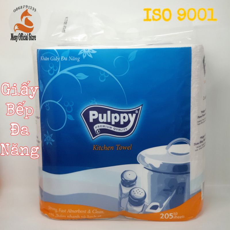 Combo 2 Cặp Giấy Bếp Pulppy Cuộn 205 tờ