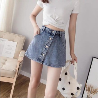 Quần Short Jean Giả Váy Nữ Mùa Hè Màu Xanh Nhạt/Đen