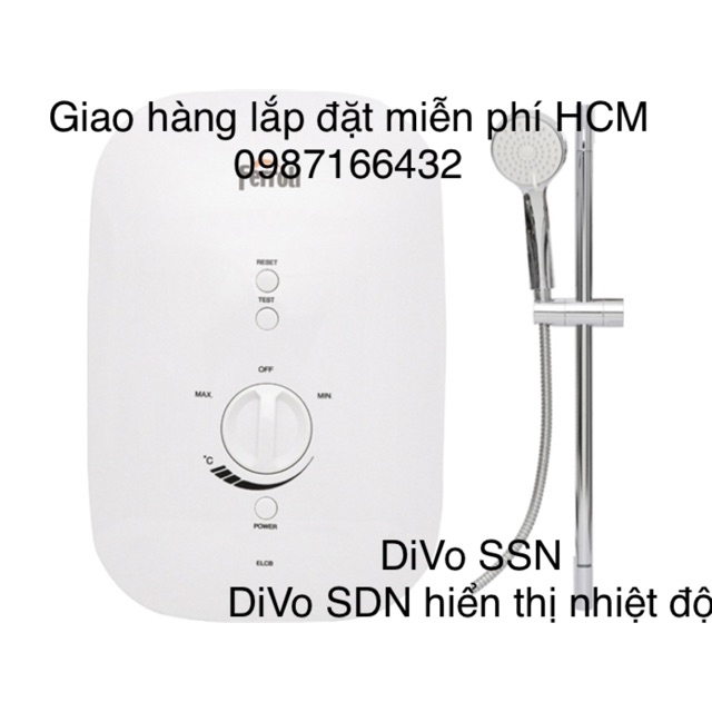 Máy nước nóng trược tiếp không bơm Ferroli Divo SSN,SDN hiển thị nhiệt độ bảo hành 2 năm chính hãng