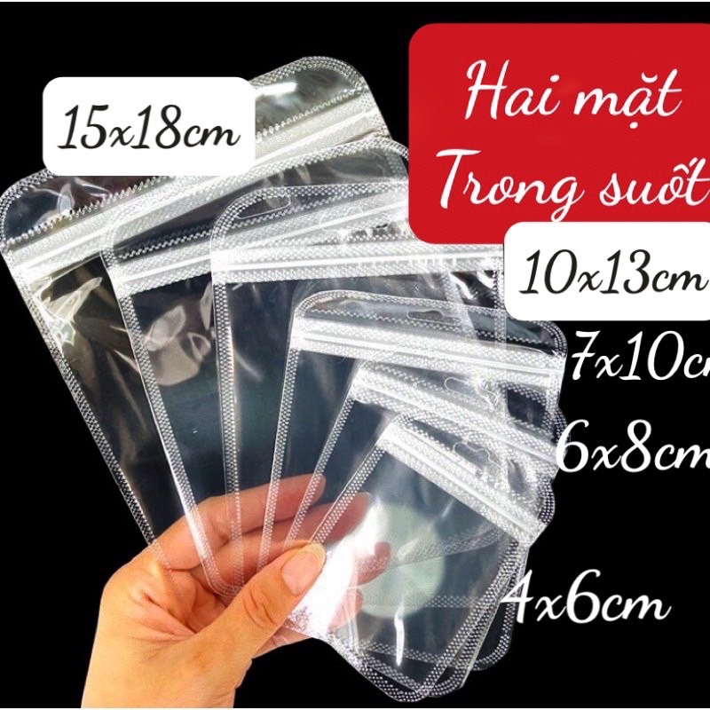 50c Túi zíp CỨNG trong suốt hai mặt và túi mặt đục y hình 100% hàng sẵn