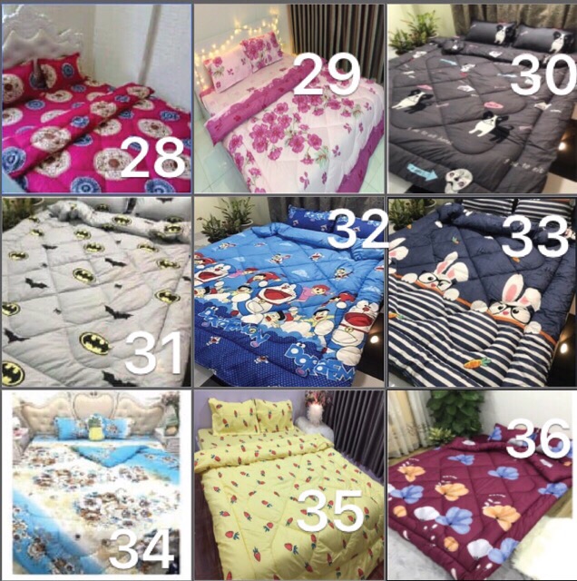 [GIÁ HỦY DIỆT] Trọn bộ 5 món ga gối chăn phao poly cotton có ruột bông dày  loại 1 ( nhắn chọn mẫu ) | BigBuy360 - bigbuy360.vn