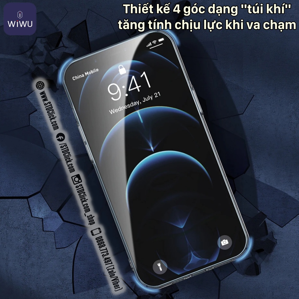 ỐP IPHONE 15 PRO MAX - 14 PRO MAX - 14 PRO - 13 PRO MAX - 12 PRO MAX WIWU MCC-101 TRONG VIỀN DẺO - SẠC KHÔNG DÂY TỪ TÍNH