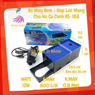 Máy bơm lọc nước RS-188 12W kèm lọc máng cho hồ cá cảnh bơm nước 188