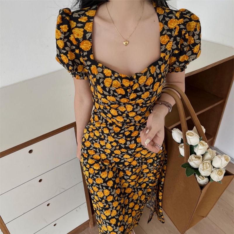 Đầm Perty tay phồng in hoa thiết kế mới thời trang mùa hè dành cho nữ