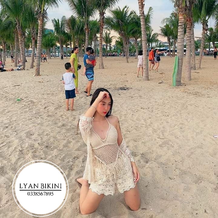 Bikini đồ bơi nữ 2 mảnh áo choàng len móc kín đáo cao cấp đi biển LYAN BIKINI B04