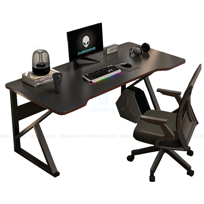 Bàn gaming làm việc mặt gỗ thiết kế cá tính decor phòng game, Bàn UKZ chắc chắn bền bỉ để PC máy tính cây