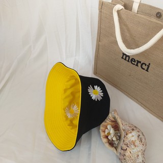 Mũ Bucket Ulzzang thêu hoa cúc siêu hot, Loại Nón bucket cao cấp 2 mặt - Mũ hoa cúc