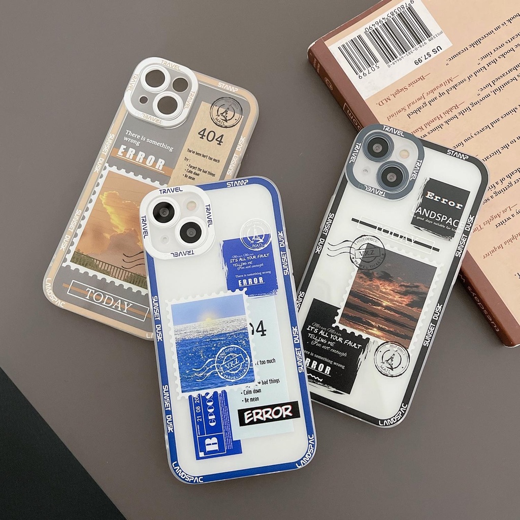 Ốp điện thoại TPU trong suốt họa tiết tem thích hợp cho iphone 13 12 11 pro max x xr xsmax 7 / 8plus