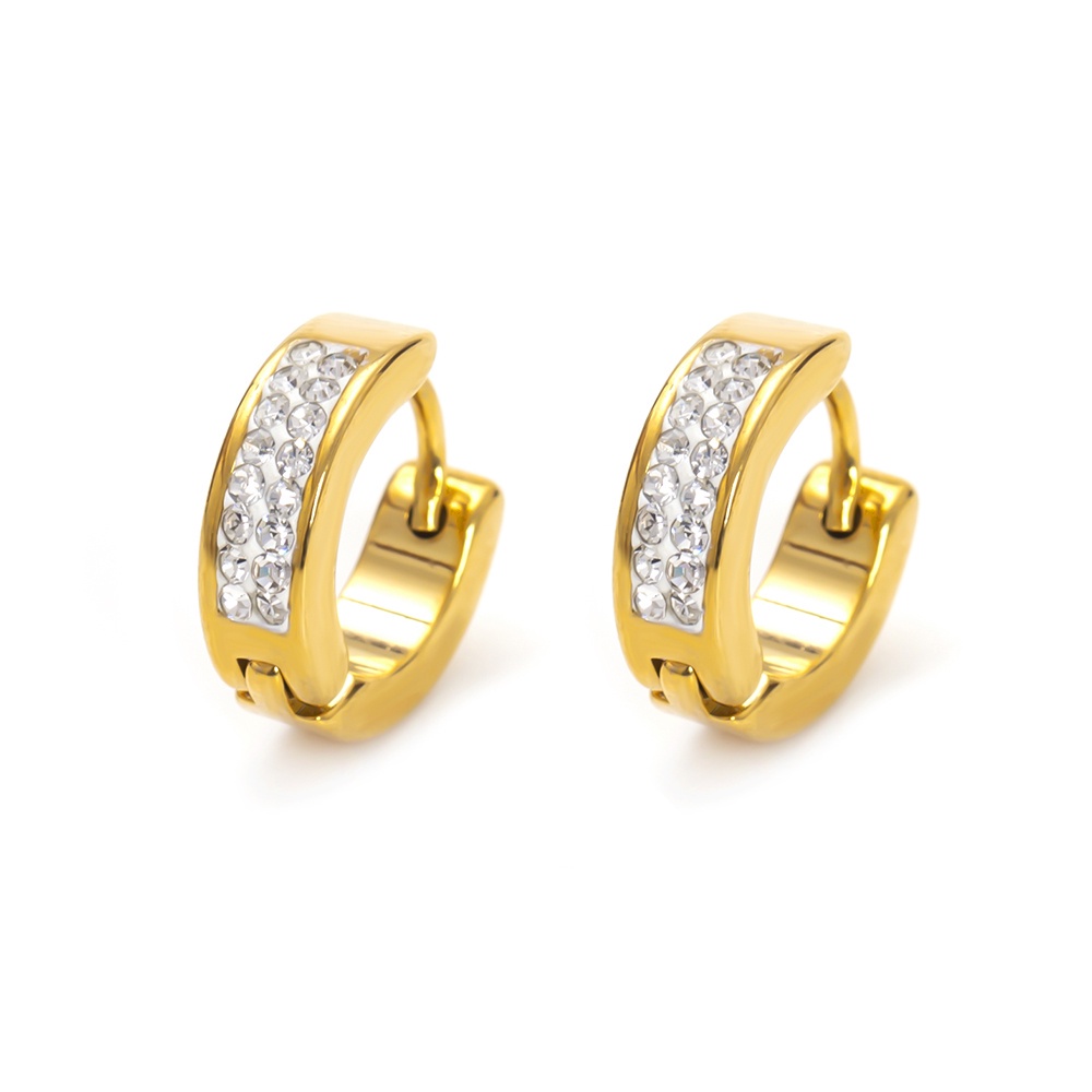 Khuyên Tai Tròn Mạ Vàng 18k Đính Đá 12MM Phong Cách Hiphop Thời Trang