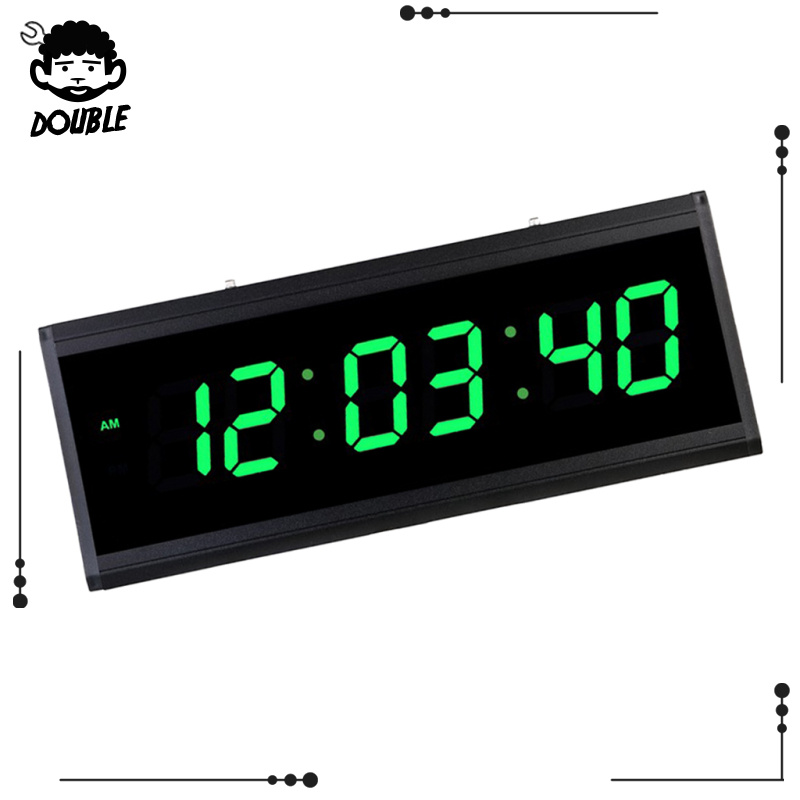 [DOUBLE]Digital Wall Clock LED Screen Time Watch Night Mode 24H Display EU