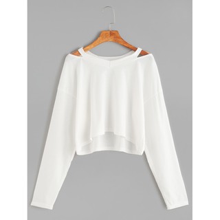 Áo thun Fox-cut out neck crop T- Shirt.