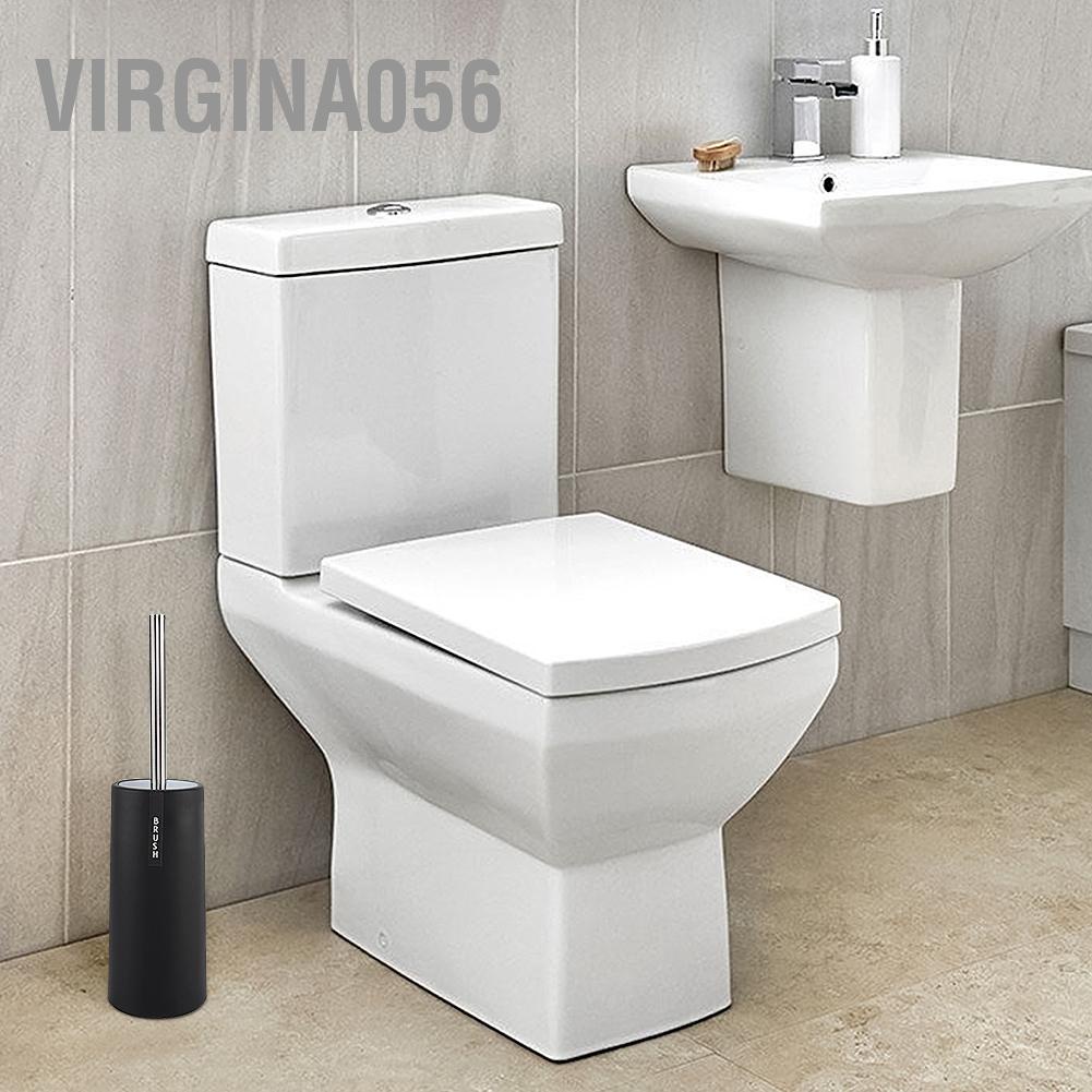 Virgina056 Virgina056 Bàn chải nhà vệ sinh có giá đỡ bằng thép không gỉ được nâng cấp Bộ làm sạch bàn tay cầm