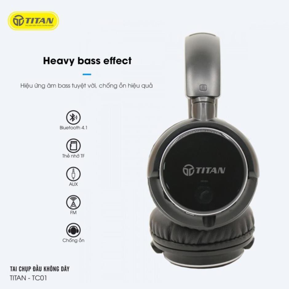 Tai Nghe Bluetooth Chụp đầu Titan TC01 Tai nghe không dây, hỗ trợ thẻ nhớ, FM, Chống ồn, hàng chất lượng cao