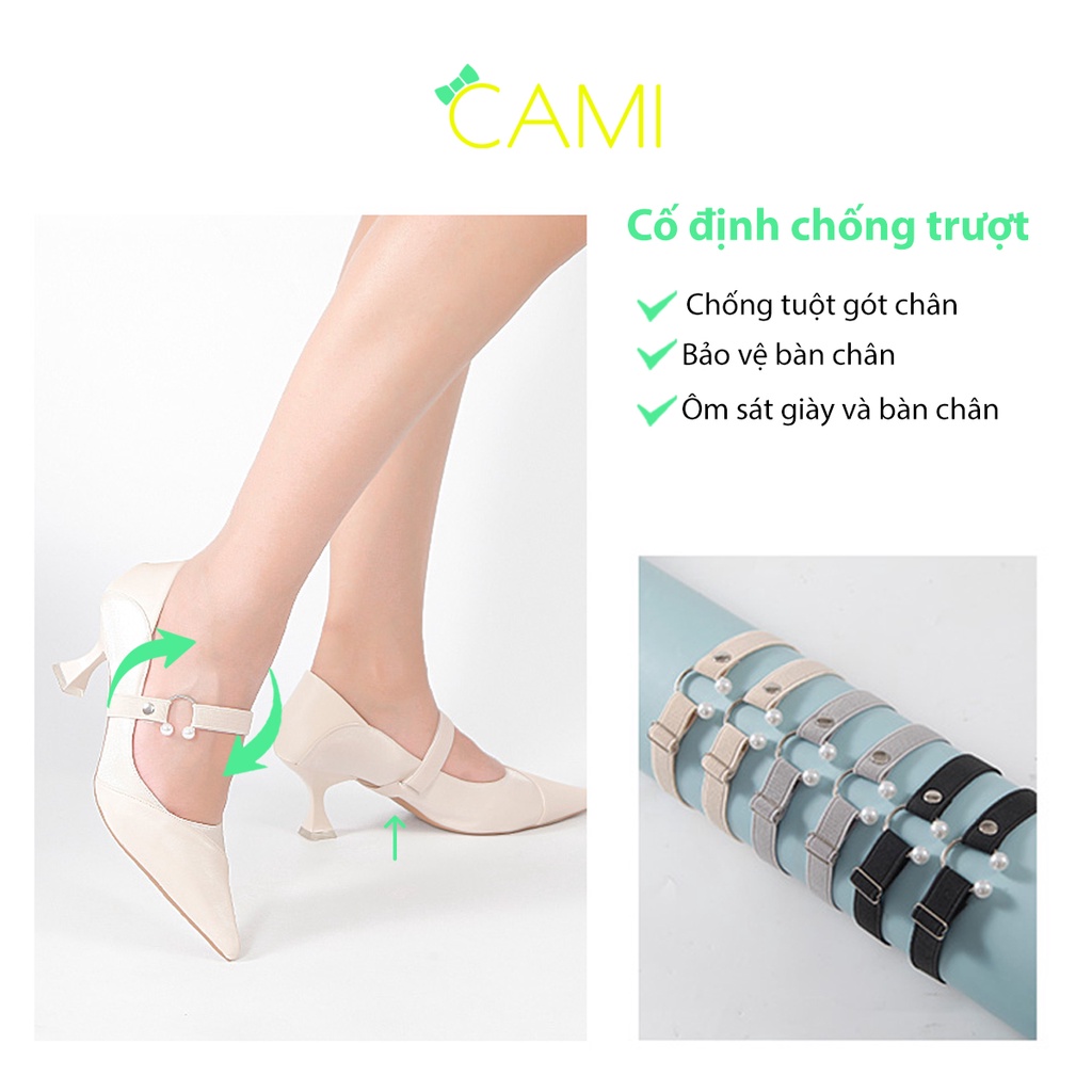 Quai giày dạng ngang, bản to phối khoen, chất liệu thun đàn hồi, dành cho nữ - Cami - CMPK218