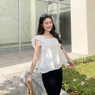 ÁO BABYDOLL CỔ VUÔNG ZAREEN VOA70 WHITE