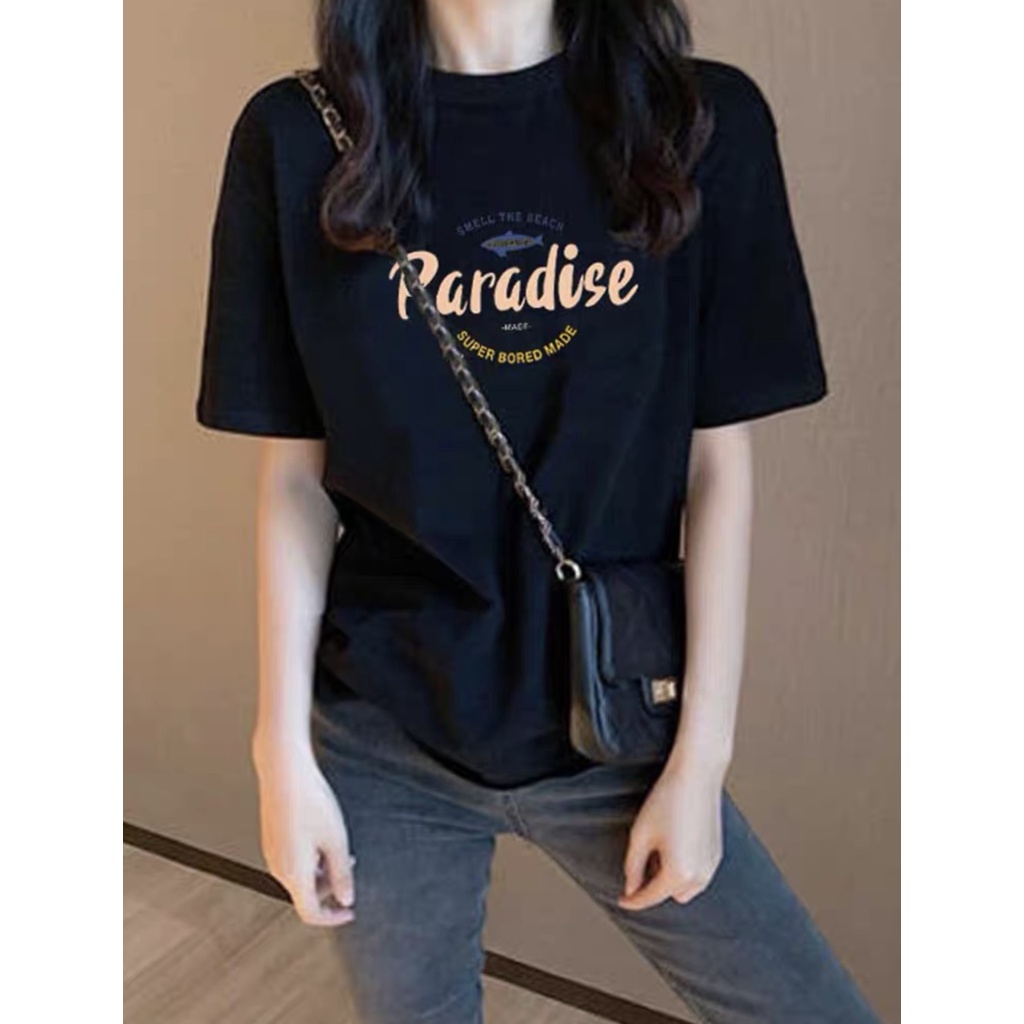 Áo thun phông nam nữ tay lỡ form rộng áo 3158 chất dày dặn cotton xịn in chữ PARASIDE