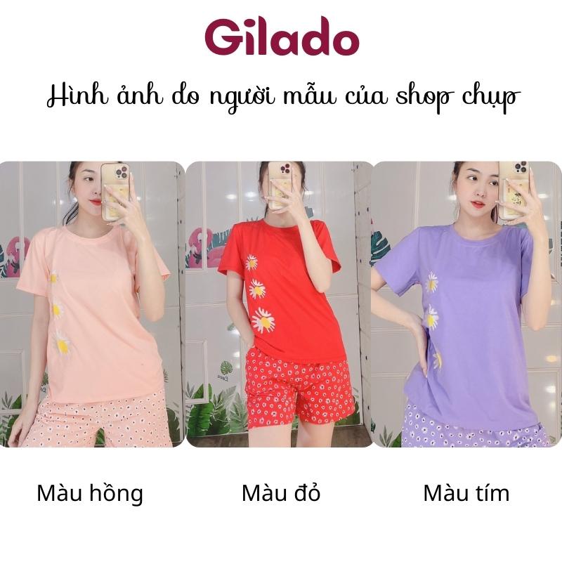 Đồ bộ nữ thun co giãn 4 chiều đồ mặc nhà bộ đùi thoáng mát họa tiết thêu đẹp có bigsize Gilado