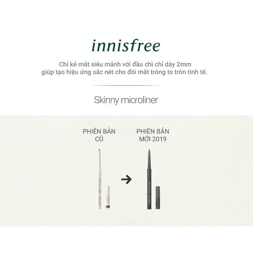 [Mã FMCGMF11 giảm 8% đơn 250K] Chì kẻ viền mắt nét siêu mảnh innisfree Skinny Microliner 0.14g