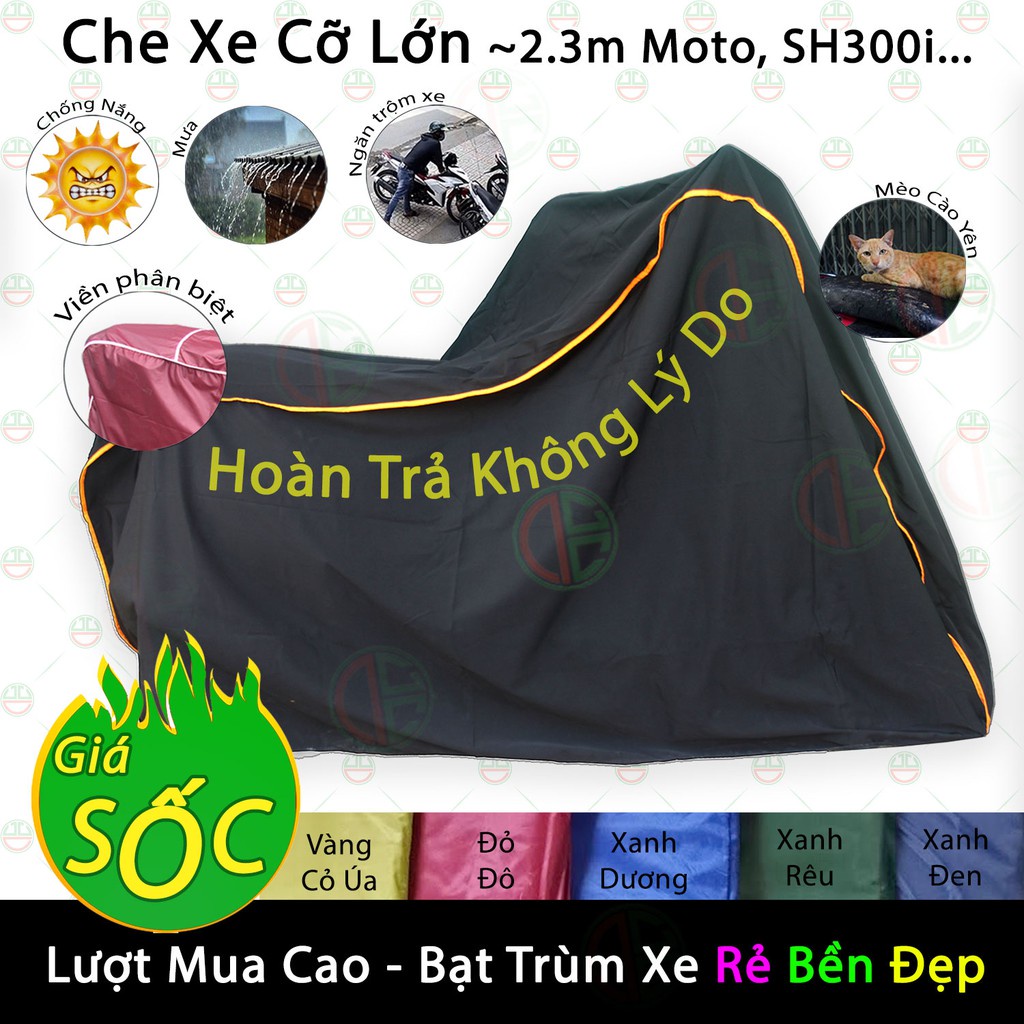 ✖Bạt Phủ Áo Trùm Xe Máy Loại Cỡ Lớn Đến 2.3m - Che Mưa Nắng 100% Cả Dòng SH , Lead, Vespa NQL-BPXM-DE (Nhiều màu)