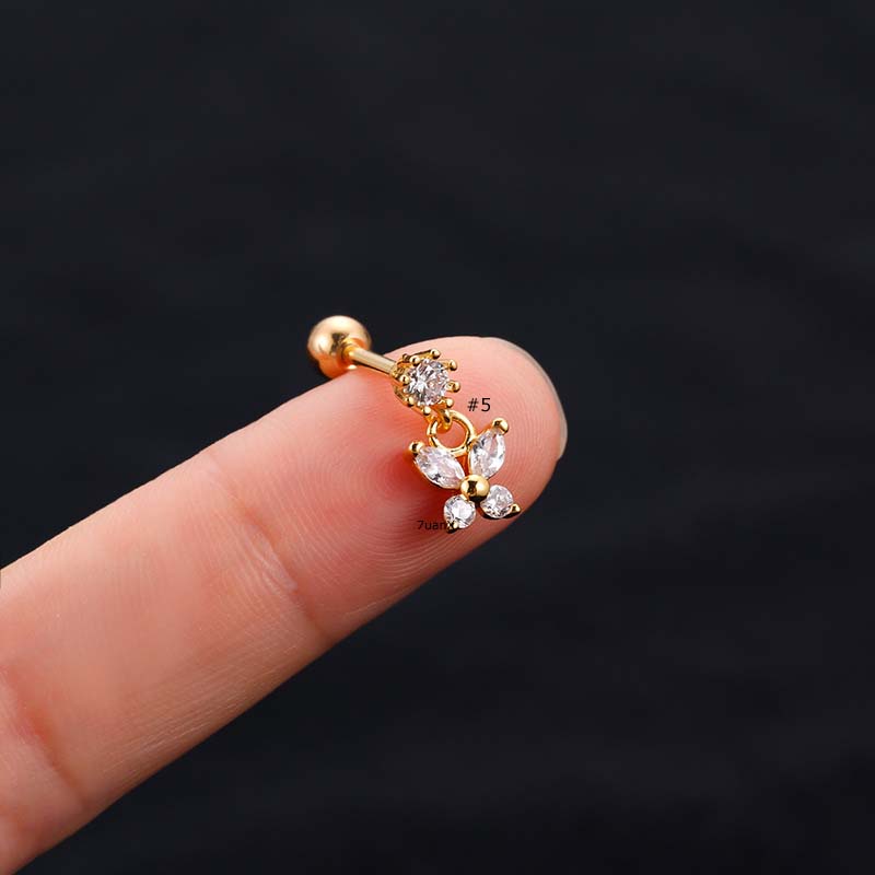 1 Khuyên Tai Gài Đinh Hình Bướm Mặt Trăng Bằng Thép Không Gỉ 20Gauge